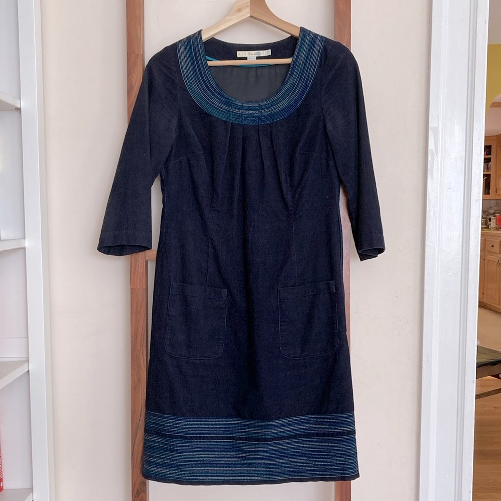 Boden navy blue corduroy dress, excellent condition, size 2.